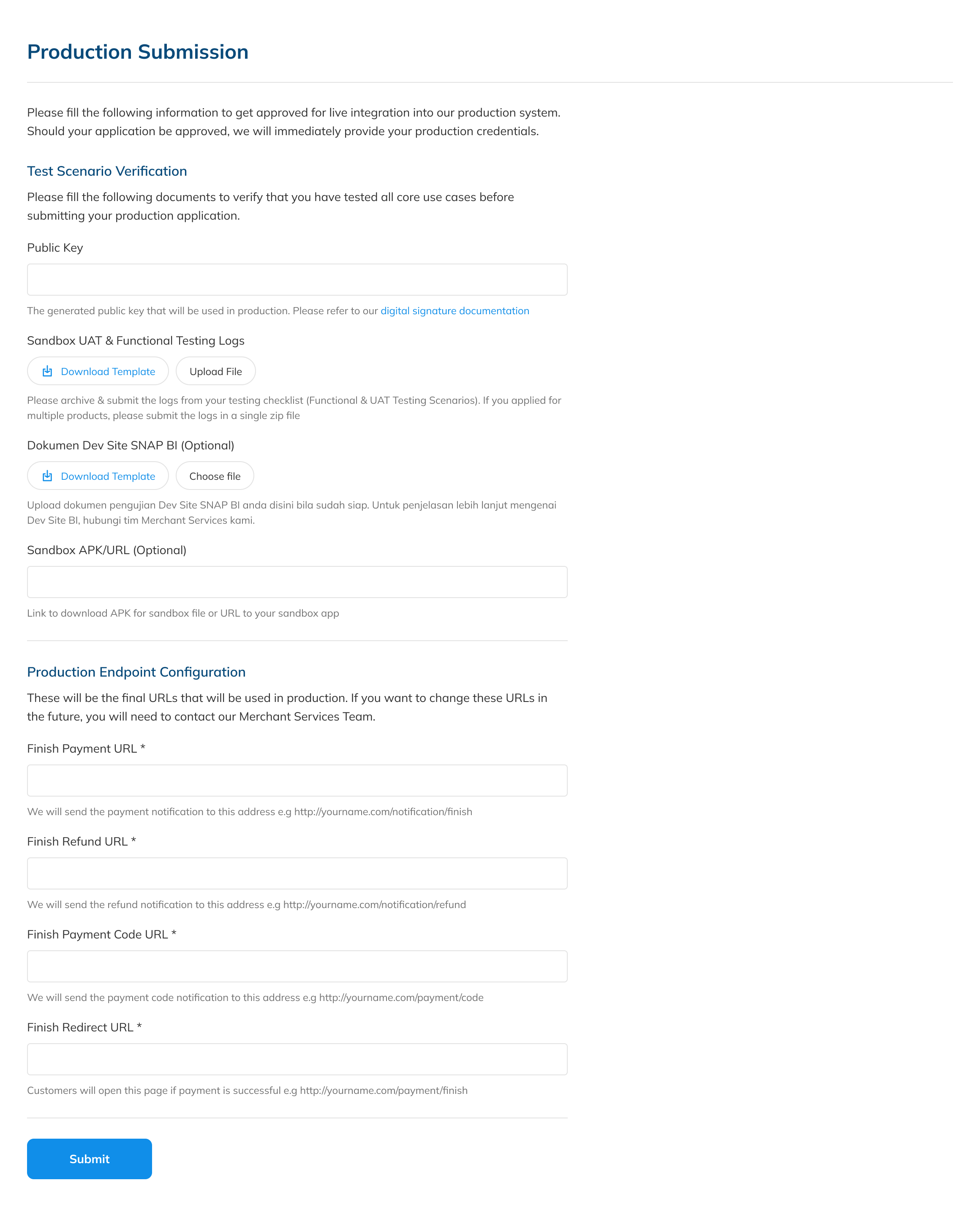 Production Credentials